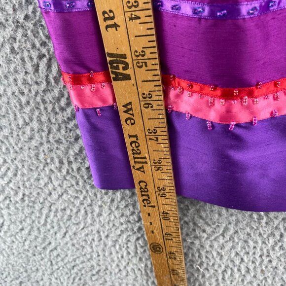 Ann Taylor Dress Womens 2 Purple Silk Sheath Sleeveless U Neck Knee Length Beads - Picture 8 of 9